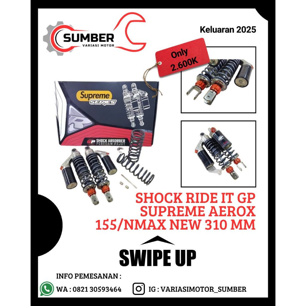 Shock Ride It GP Supreme Aerox 155/NMAX New 310 mm (Latihan)