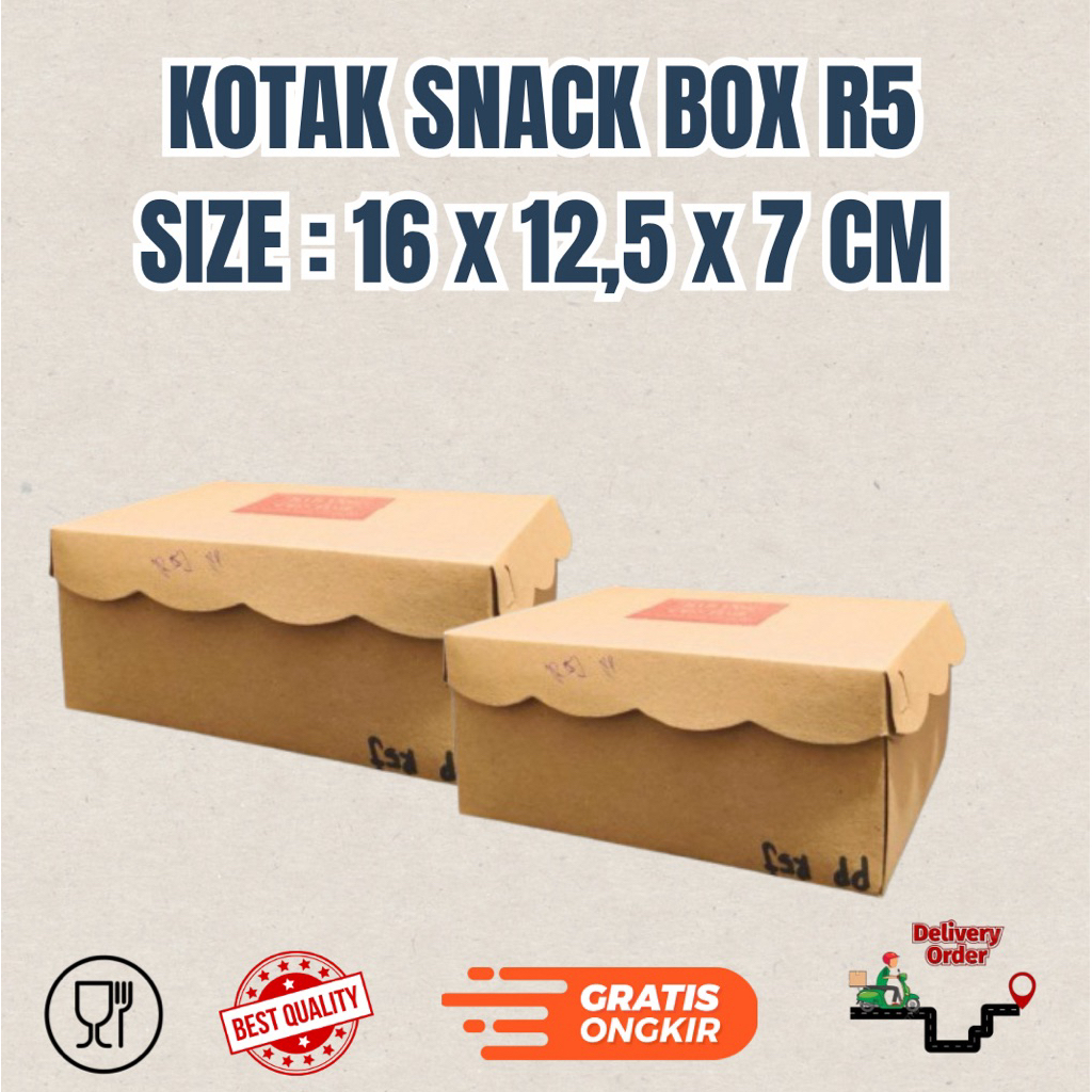 

KOTAK SNACK BOX R5 DP TERMURAH DUS SNACK BOX SIZE 16 x 12,5 x 7 CM NON LAMINASI