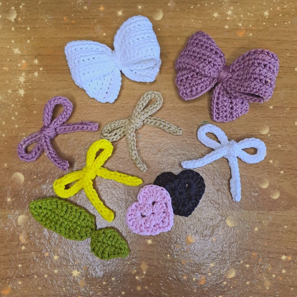 Aplikasi Rajut / Tempelan Rajut / Motif Rajut / Hiasan Baju Rajut / Hiasan Topi Rajut / Hiasan Jepit