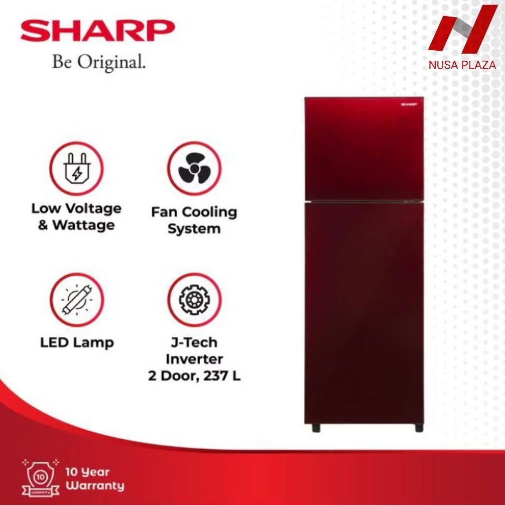 KULKAS SHARP 2 PINTU JUMBO SJ-326XG-MR Model kaca