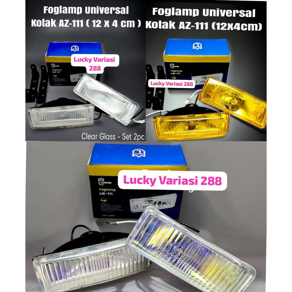 HARGA SEPASANG FOGLAMP FOG LAMP LAMPU KABUT LAMPU TEMBAK UNIVERSAL KOTAK MOBIL MOTOR KUNING PUTIH