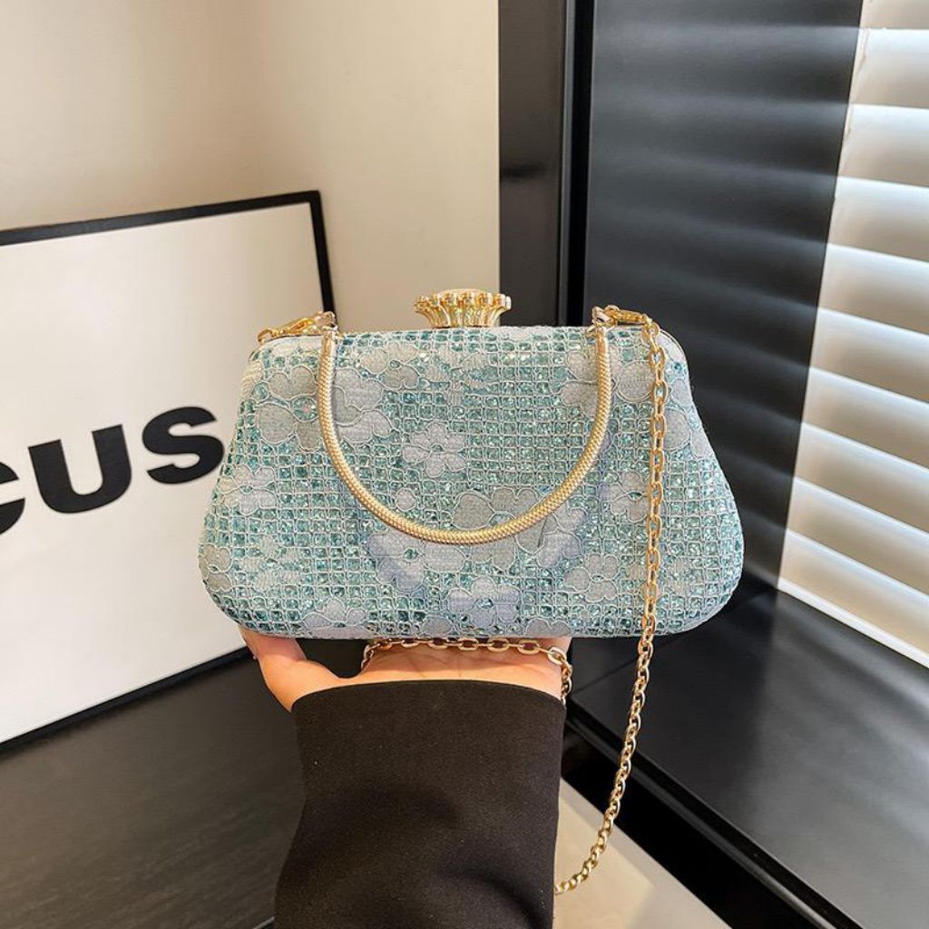 LADYBAGS2203 Clutch Pesta Mewah Tas Pesta Kondangan Wanita Elegan Handbag Pesta Bling-Bling Import T