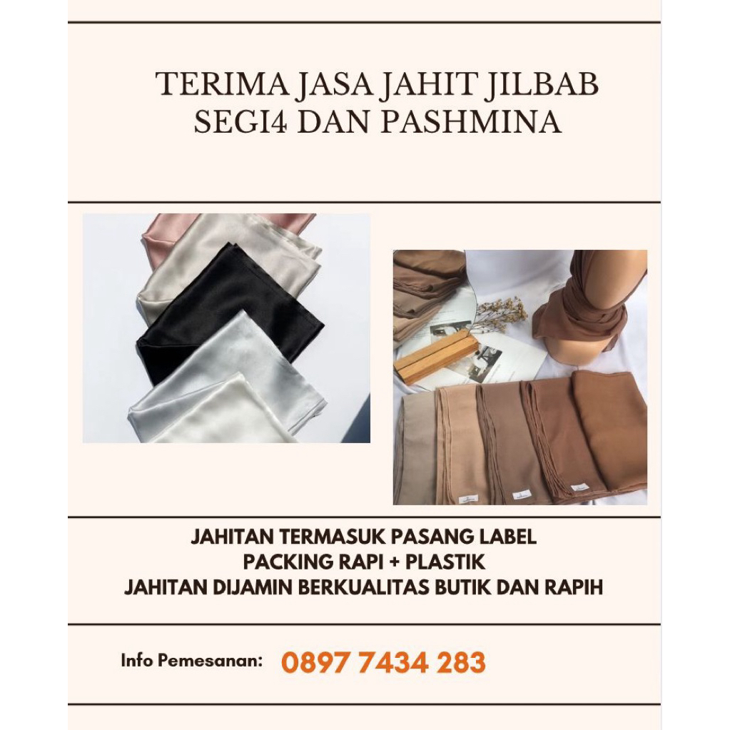 Jasa jahit tepi jilbab pashmina dan segi4