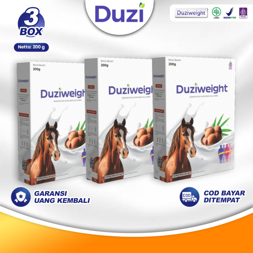 

Duzi Weight - Susu Kuda Penambah Berat Badan 200gr Nutrisi Tubuh Alami
