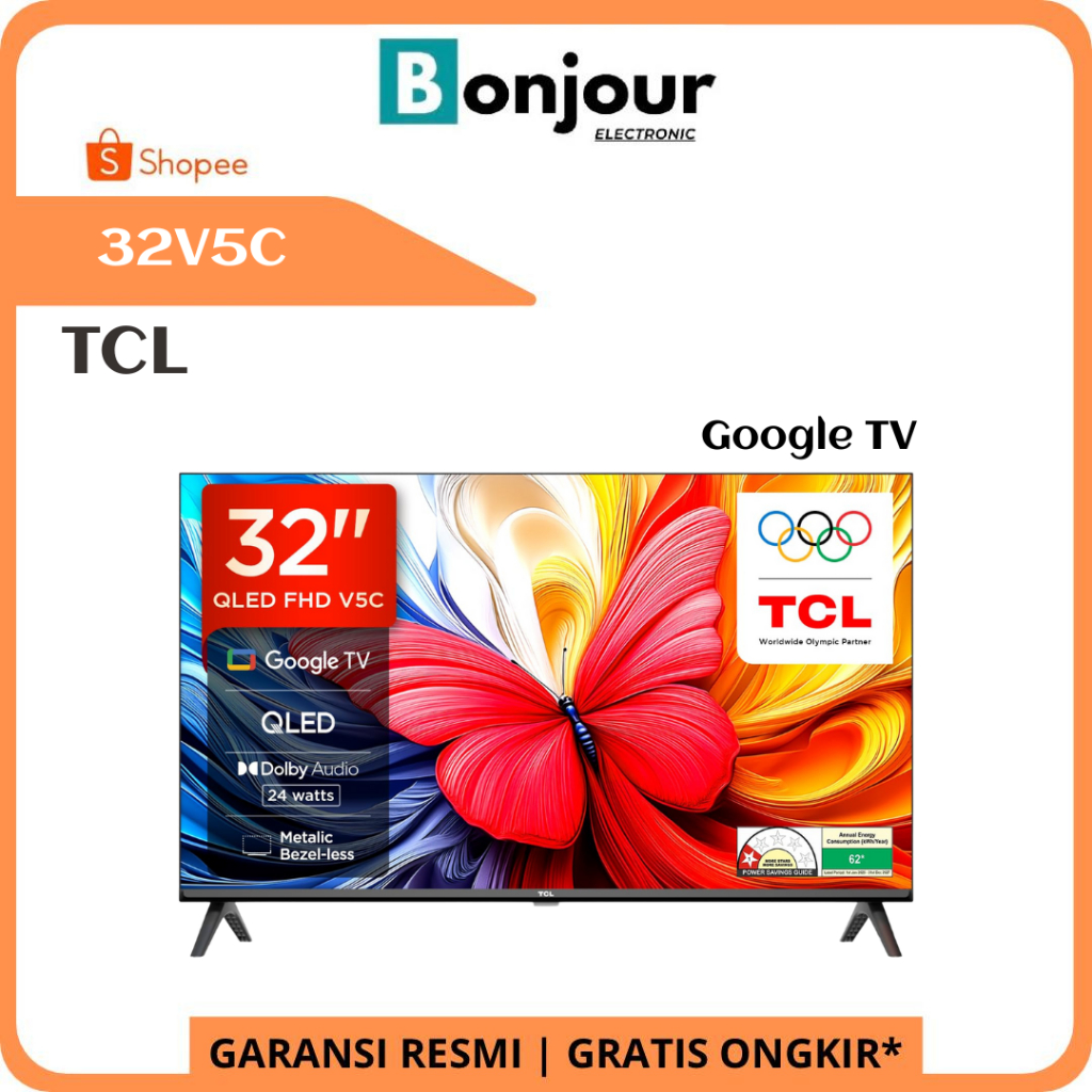 QLED TV TCL 32V5C Google TV 2K Full HD 32 Inch Dolby Audio TCL 32V5C