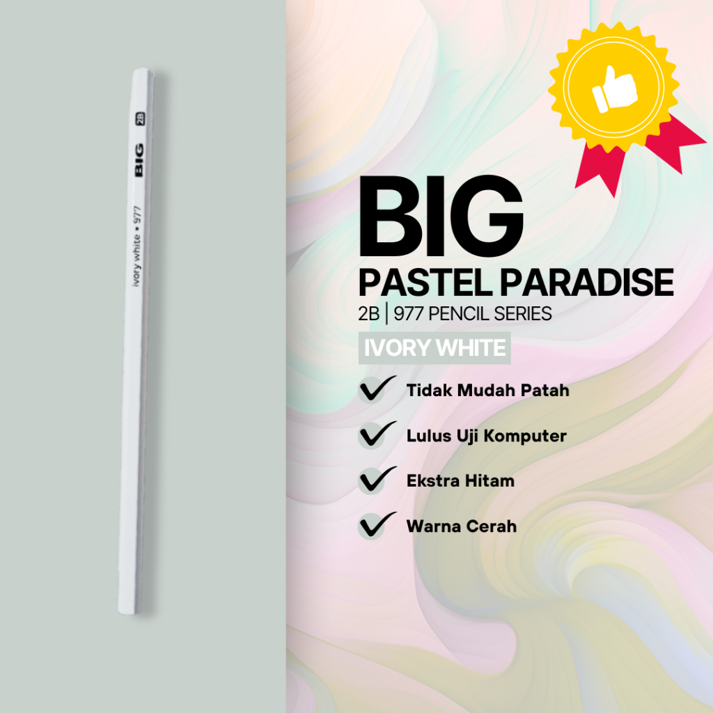

Pensil Big Paradise 277 Series/Pensil Big Warna Pastel Ivory White/Warna Hitam/2B (1 Pcs)