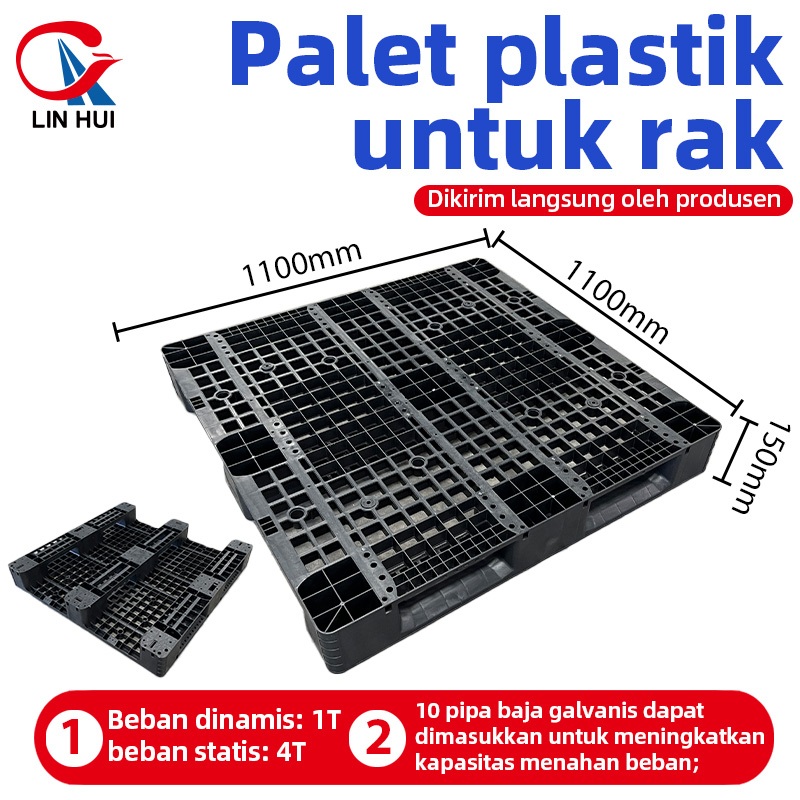 

LIN HUI Palet plastik berkualitas tinggi 110x110*15cm hitam Palet plastik berkualitas tinggi baru Palet plastik untuk forklift