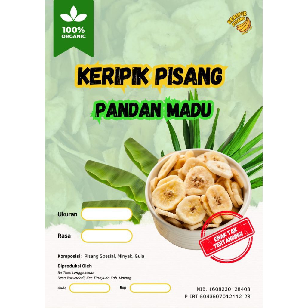 

Kripik Pisang Pandan Madu