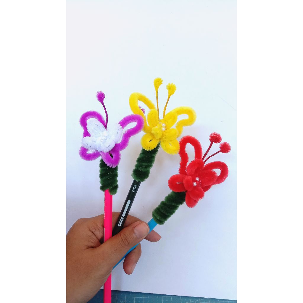 

GROSIR (isi 10 pcs) hiasan pensil/bolpoin kawat bulu pipecleaner lucu