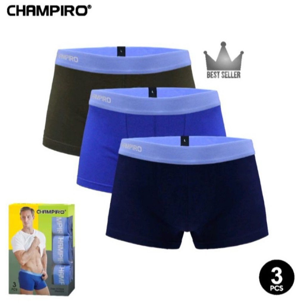 (3pcs) Celana Dalam Champiro Boxer Pria Dewasa / CD Boxer Laki Laki