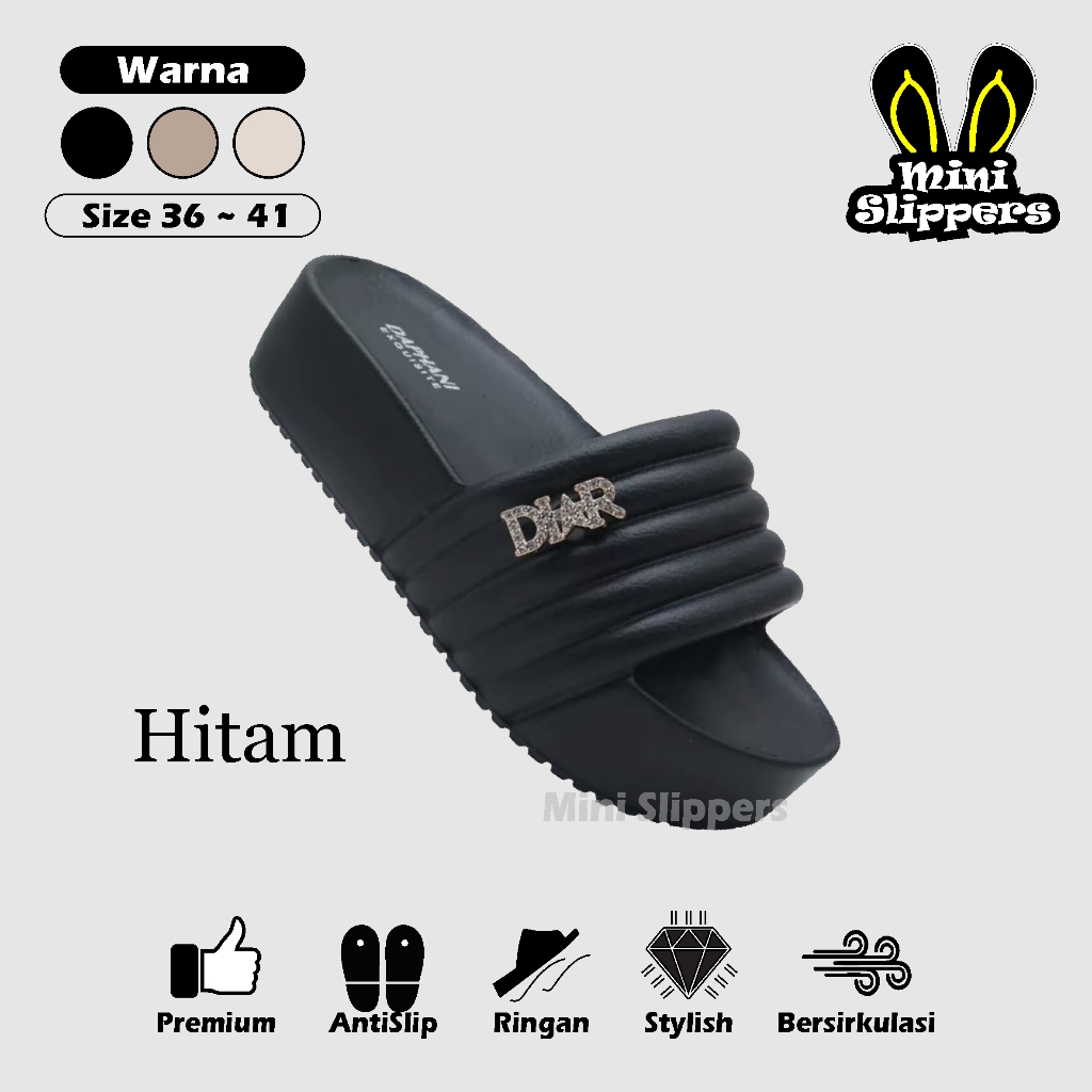 Sandal Selop Wanita Tinggi 6cm Bahan Karet EVA Model Korea Terbaru