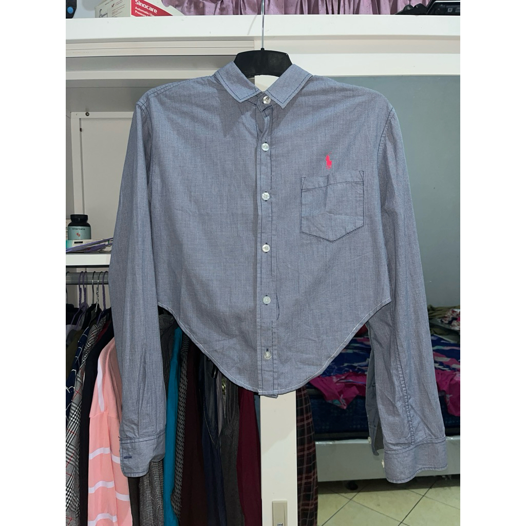 [PRELOVED] KEMEJA CROP WANITA KOTAK KOTAK KECIL