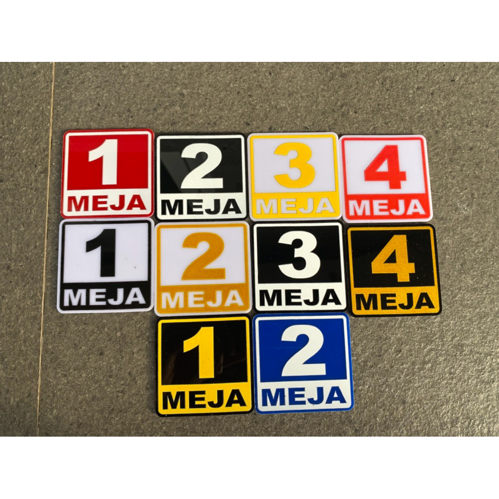 Nomor meja akrilik / nomer meja custom model tempel / nomor meja acrylic cafe tempat makan Custom