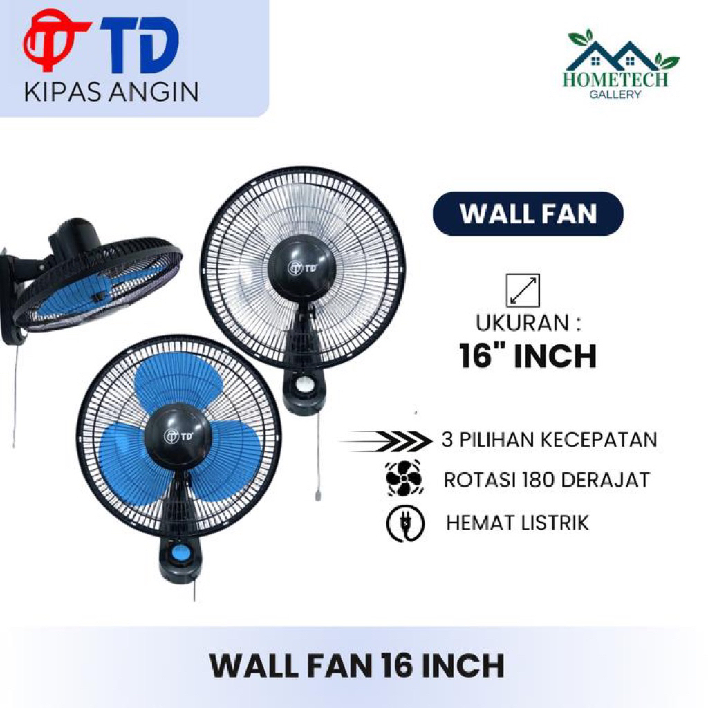 Kipas Dinding Td twindog Kavolux N plus Hitam Wall fan 16inch 16 inch “ 16”