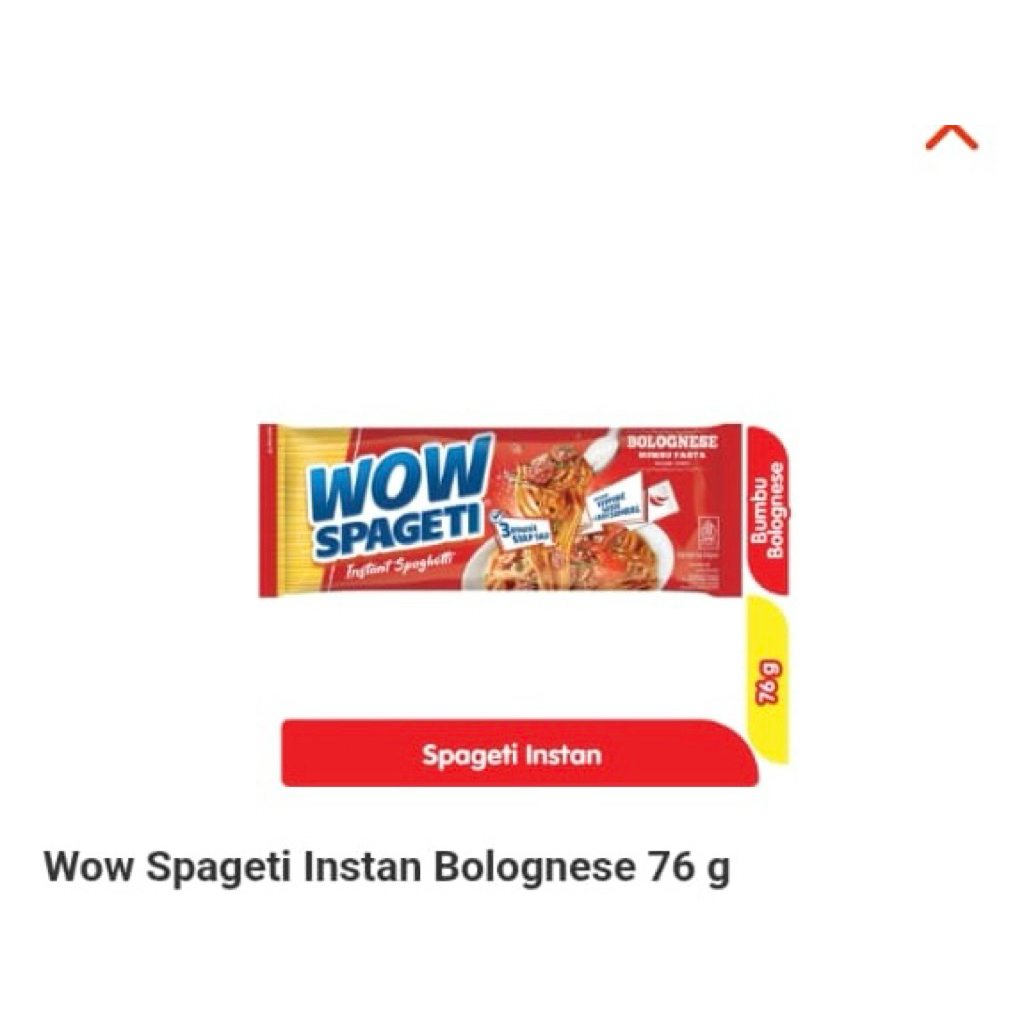 

Mie wow spageti instan Bolognese 76g, Aglio olio 76g, Carbonara 76g
