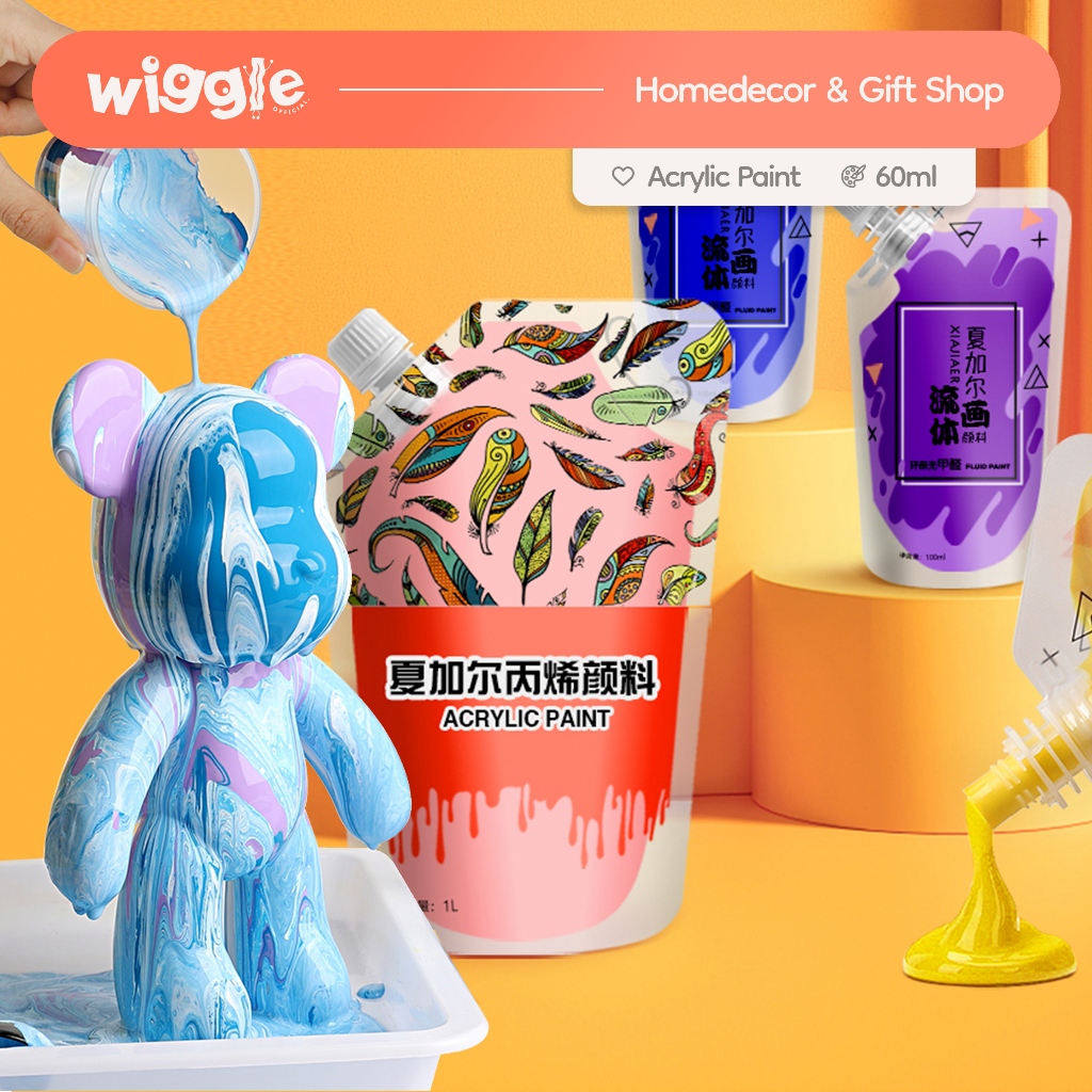 

Wiggle DIY Fluid Acrylic Paint Bearbrick Painting Kit Ornament Handmade Creative Cat Mainan Edukasi Kreatif Liquid