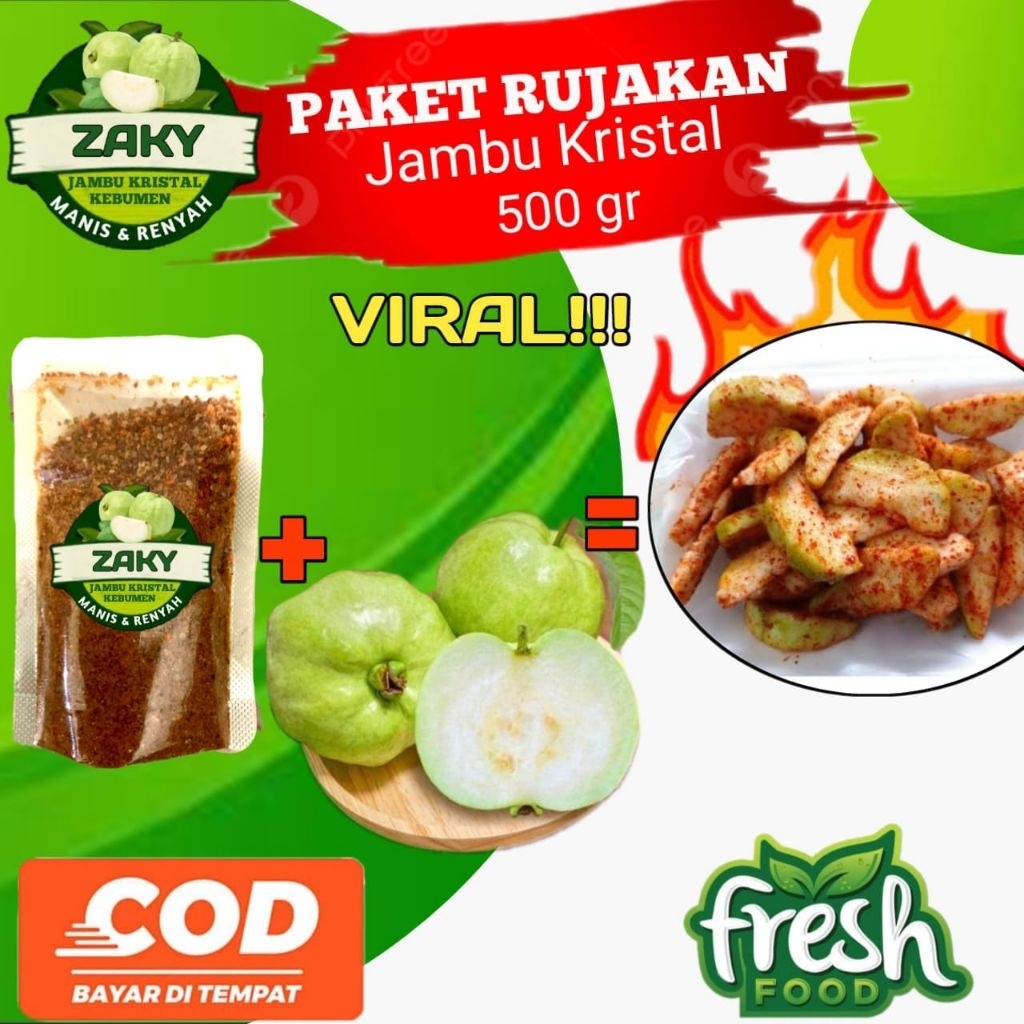 

500 grJambu Kristal Kebumen Gred A + Bumbu Rujak pedas manis 100 gr (Pedas)