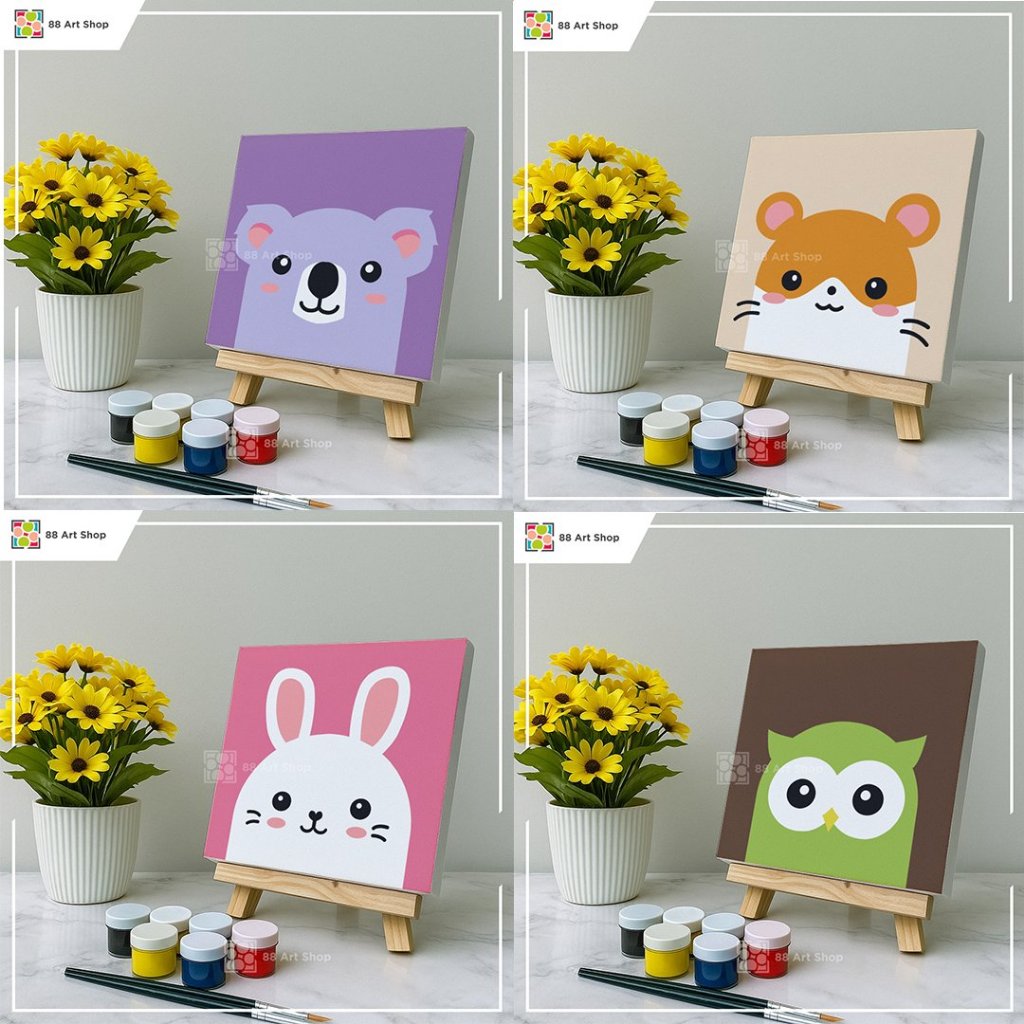 

88 Art - 20x20 DIY Paint By Numbers Anak Paket Melukis Anak Painting Kit Paint By Numbers Animals DIY Painting By Numbers Hewan
