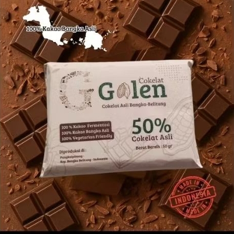 

Cokelat Galen 50% - Bangka Belitung | Dark Choco | Snack Vegan | Coklat Bar Hitam | Chocolate 50gr