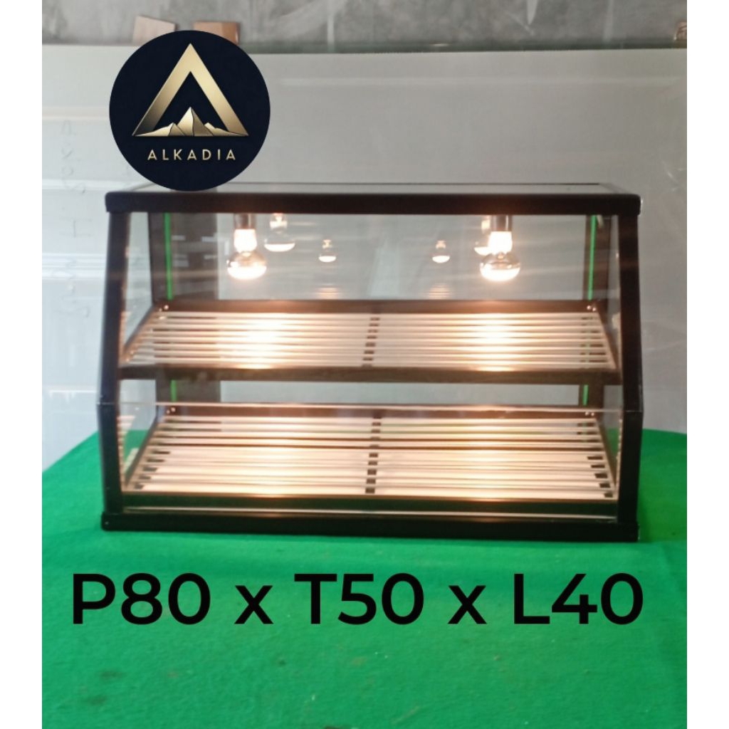 Etalase KFC Warna Brown + Lampu 2 Pcs + 2 Rak