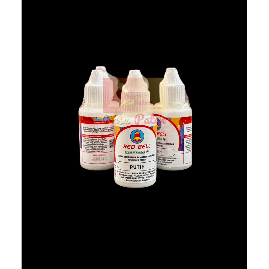 

PEWARNA RED BELL 30 ml PUTIH WATER BASED Halal BPOM RI COD Satuan / Lusinan