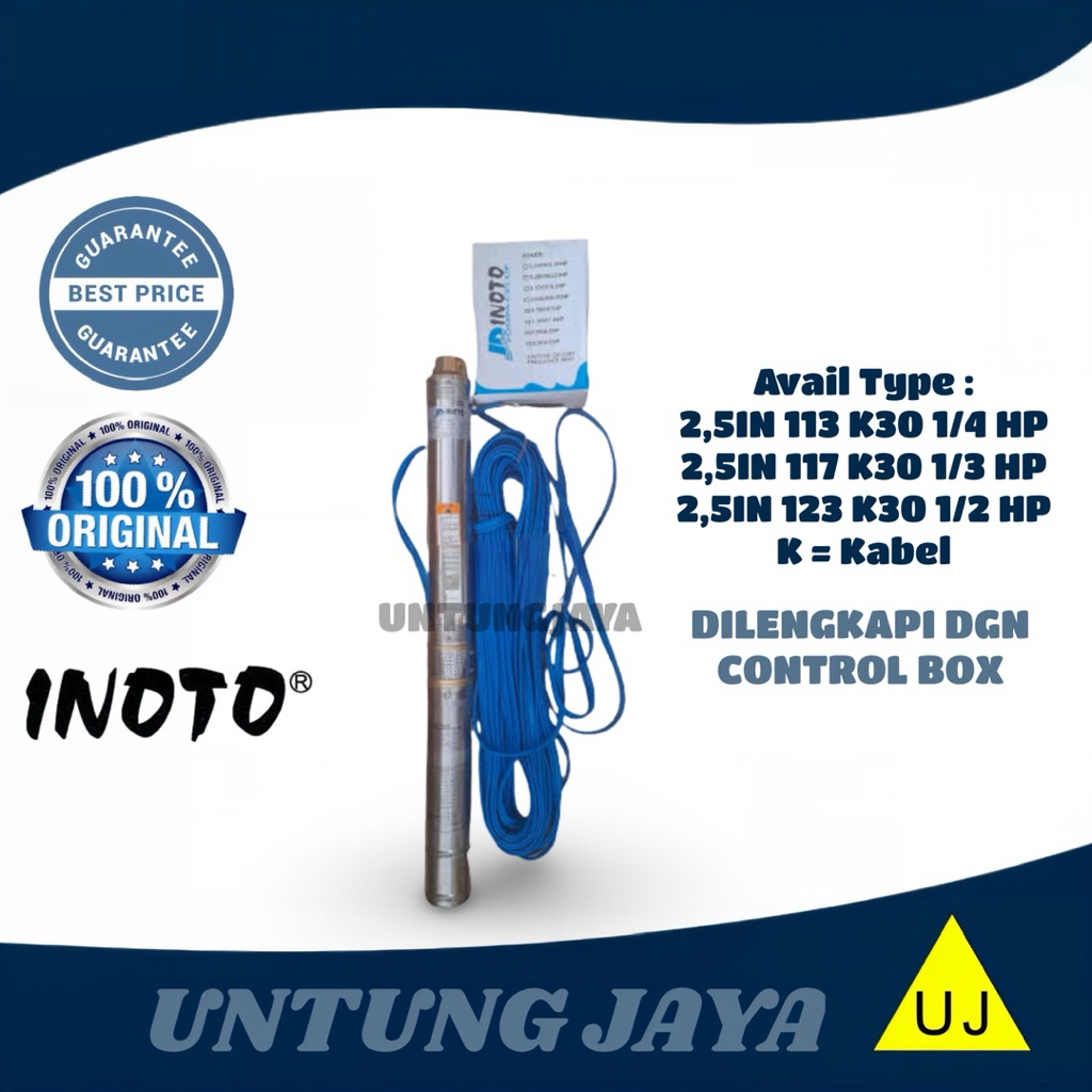 POMPA INOTO SUBMERSIBLE 2,5IN 123 Kabel 30 meter 1/2HP // POMPA INOTO 2,5IN 123 Kabel 30 meter 1/2 H
