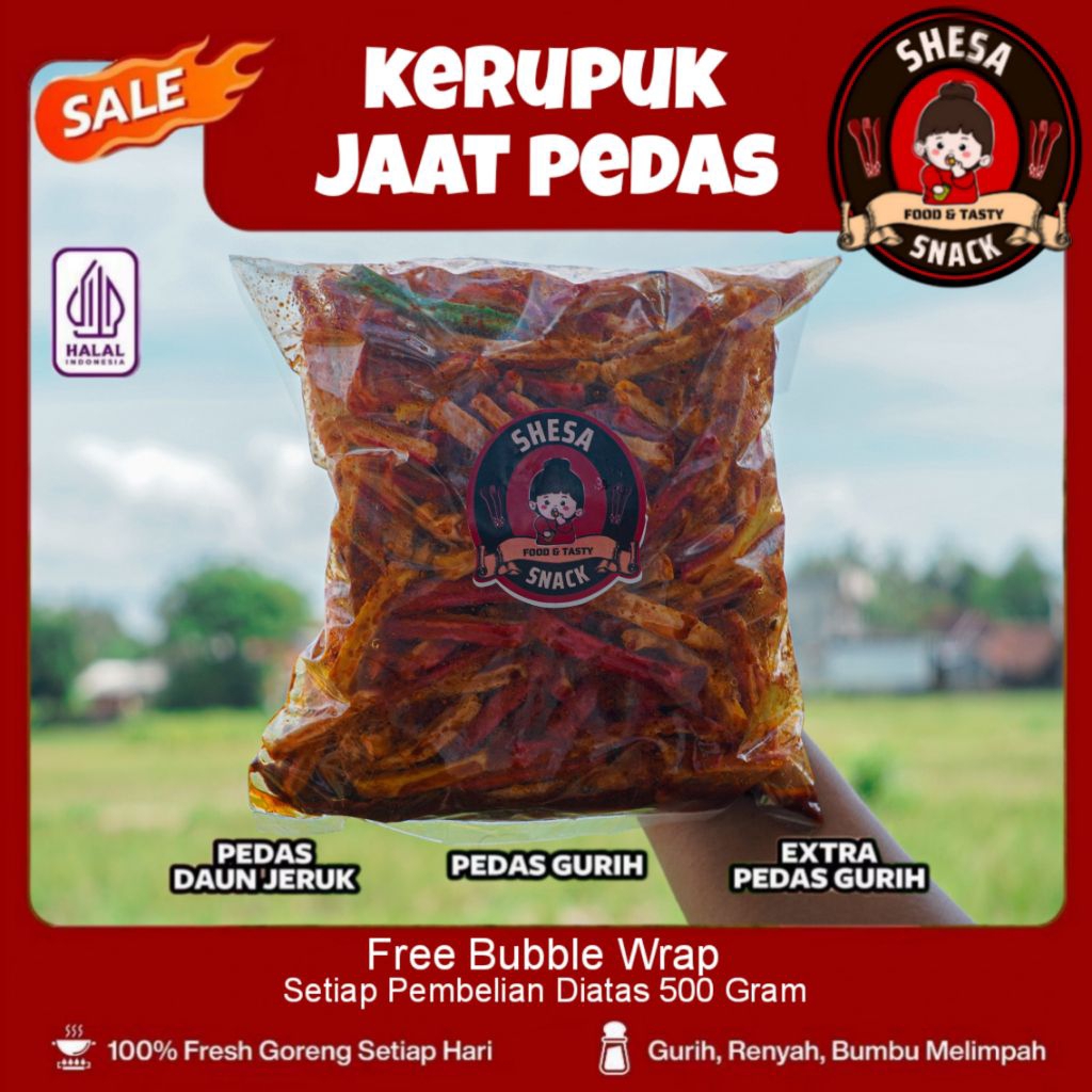 

1kg/1000gr Kerupuk jaat beton pedas gurih original gurih dan extra pedas gurih