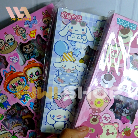 

100 Lembar Sticker Momo / Sanrio / Losto / Labubu Stiker Motif Kartun Korea Lucu Anti Air Dekorasi Handbook Scrapbook WaterProof