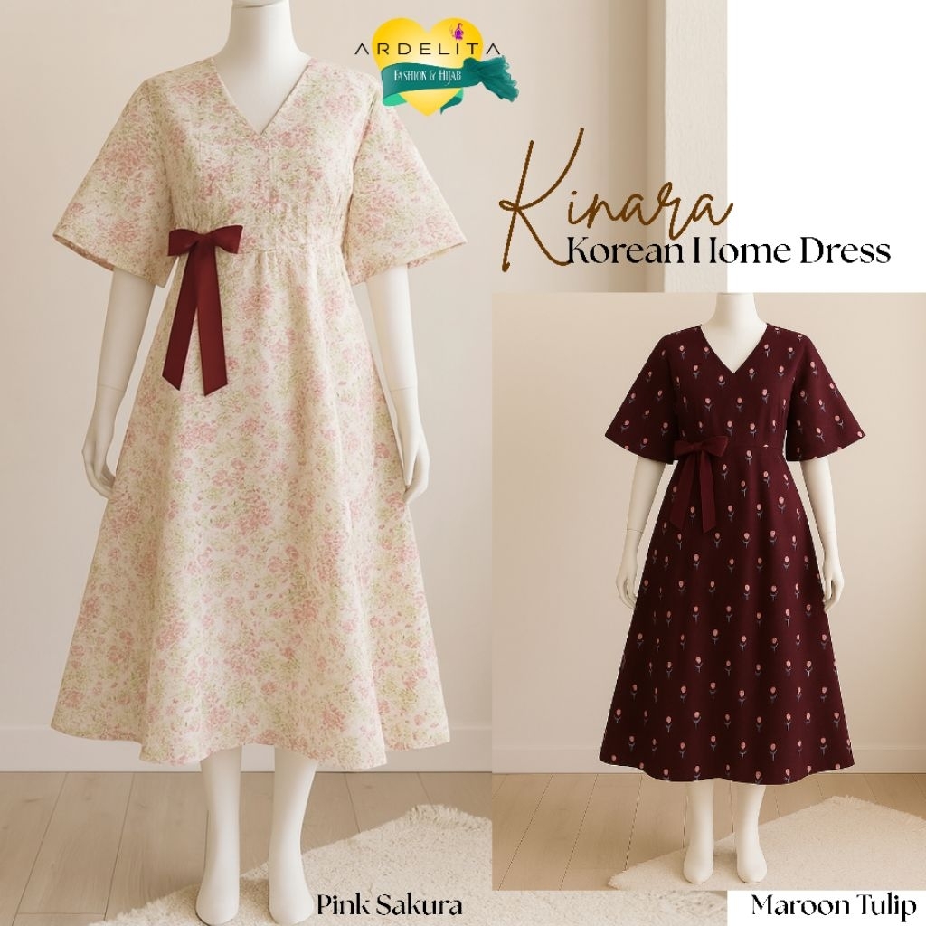 Ardelita Fashion Hijab - Kinara Korean Home Dress - Daster Style Korea 100% Katun Rayon Premium untu