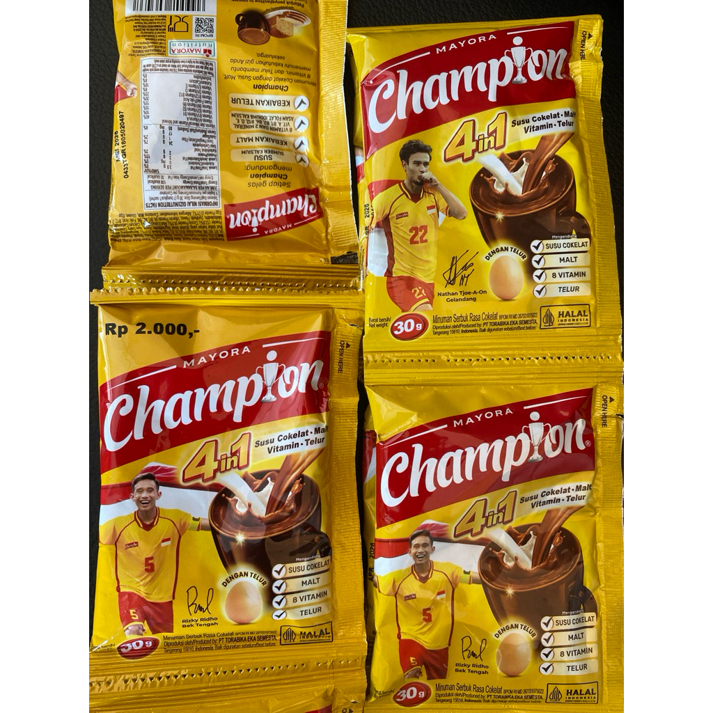 

Champion Susu Cokelat + Malt + Vitamin + Telur