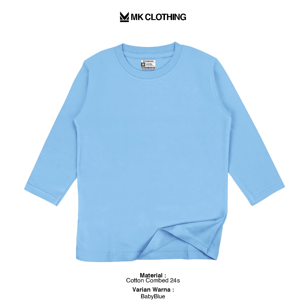 Kaos Polos 24s Anak laki-laki dan Perempuan Unisex Lengan Panjang - Biru Muda