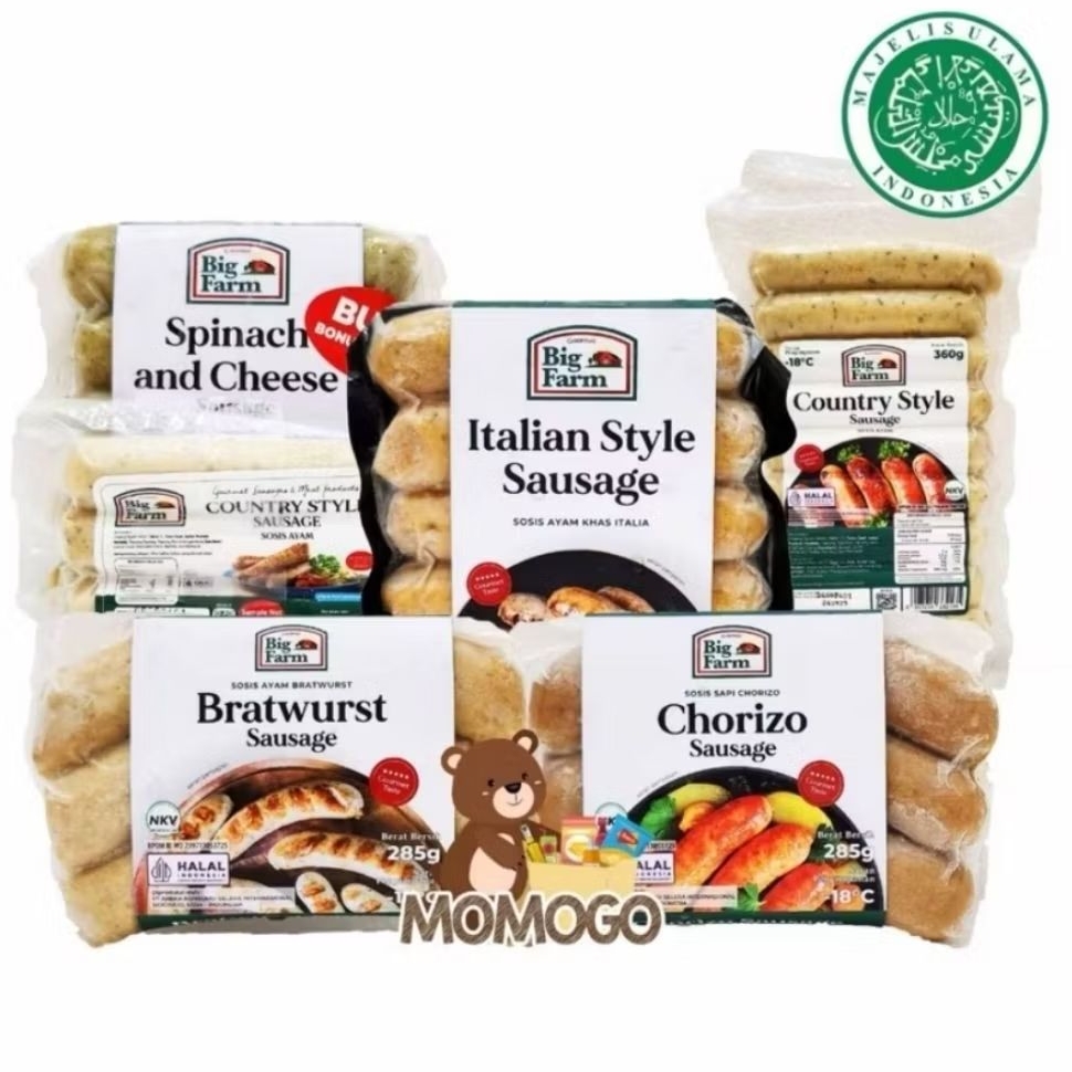 

SOSIS BIG FARM - ITALIAN STYLE / BRATWURST / COUNTRY STYLE SAUSAGE / BEEF RIBS SAUSAGE