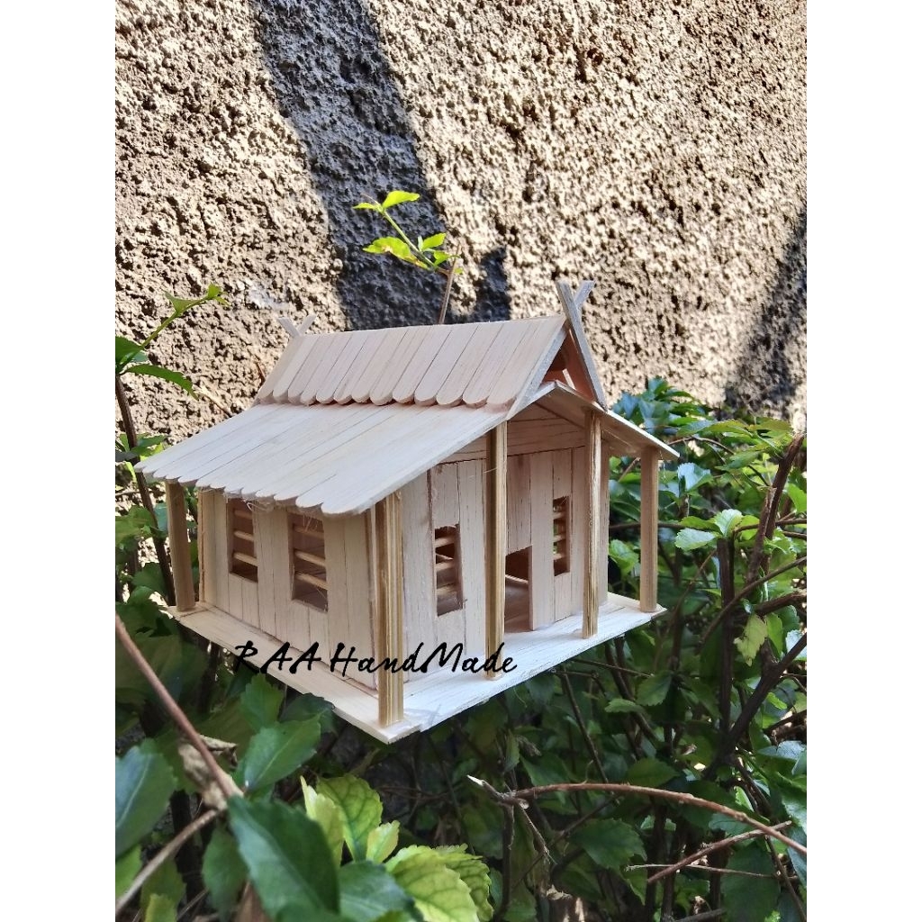 miniatur rumah adat sunda julang ngapak stik eskrim LED