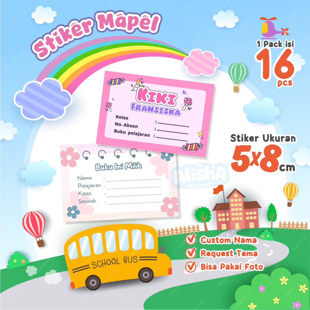 

Stiker Mapel / Label Buku Pelajaran Bebas Request Tema Desain, Custom Nama, Bisa Pakai Foto Custom Suka-suka