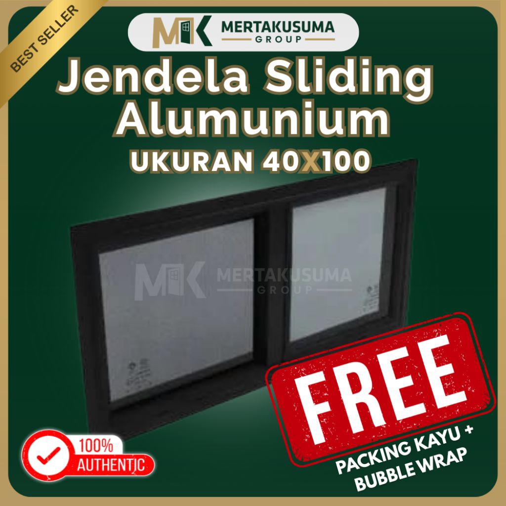 Jendela Alumunium Sliding Ukuran 40X100 / Geser Alumunium Minimalist / 100X40 Bisa Custom Ukuran