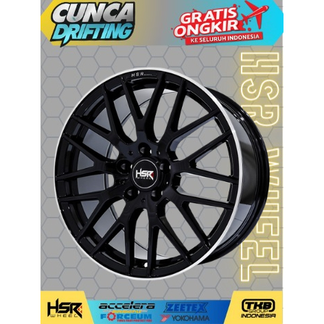 velg racing hsr ring 18 velg mercy R18 black glossy lebar 85 rata free ongkir