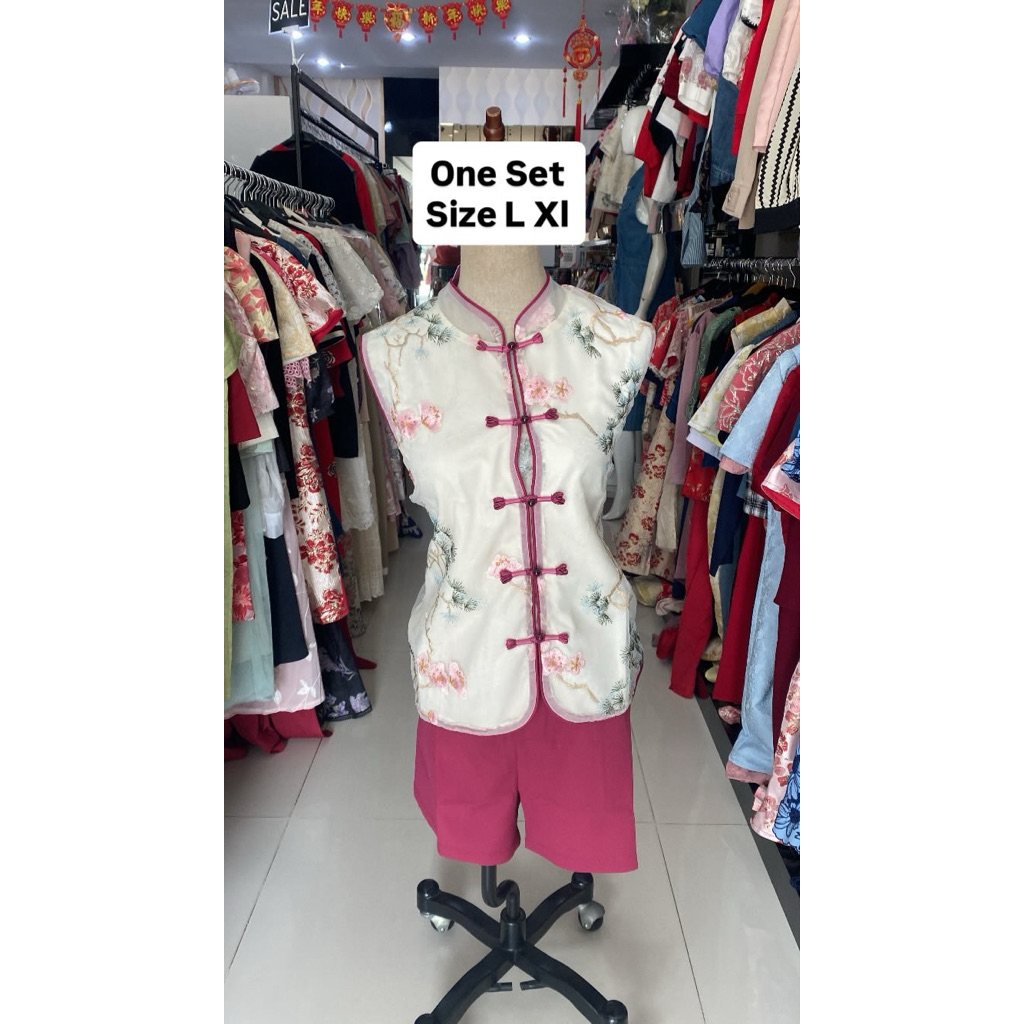 One Set Wanita Cheongsam//Stelan Wanita Terkini//Stelan Cheongsam