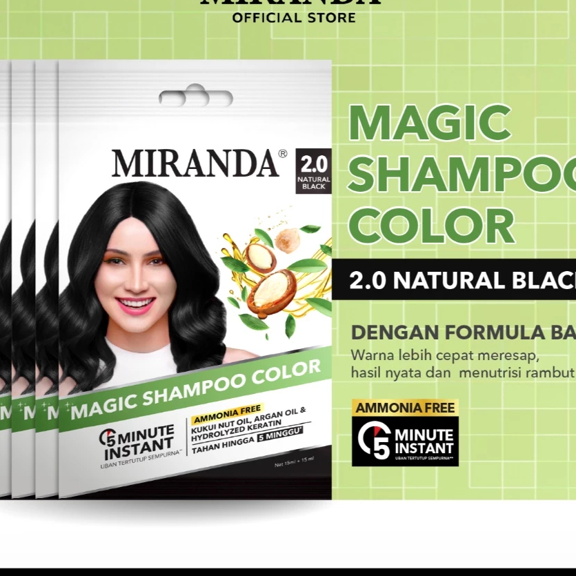 Miranda Magic Shampoo Color Hydrolyzed Keratin Sachet/Pewarna Rambut Instan