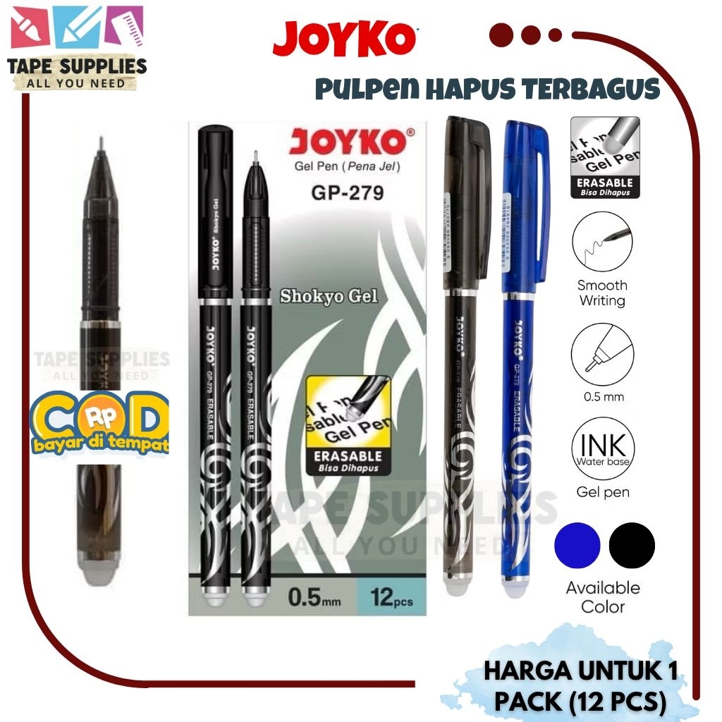 

(12 PCS) PULPEN HAPUS JOYKO Erasable Gel Pen-279 0.5mm