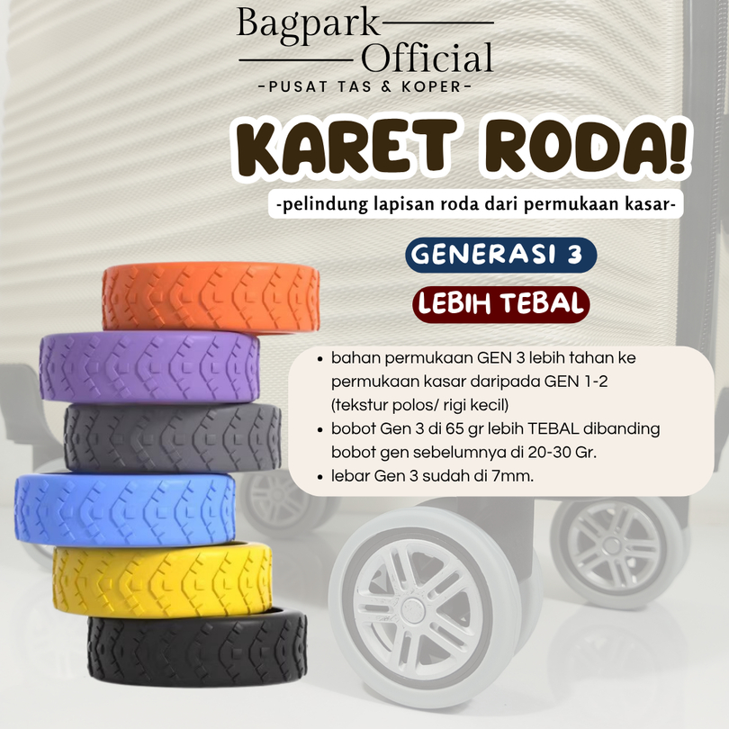 8 PC KARET RODA GEN 3 Pelindung Roda Koper ( 1set = 8pc ) Protector Ring Karet Roda Koper / Luggage 