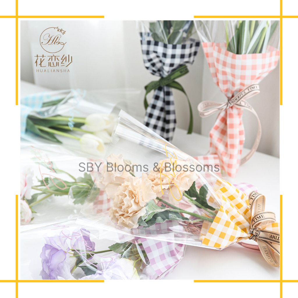 

SF05 Single Rose Wrapping Plastik Mini Buket Mawar Packing Satuan 1 Tangkai