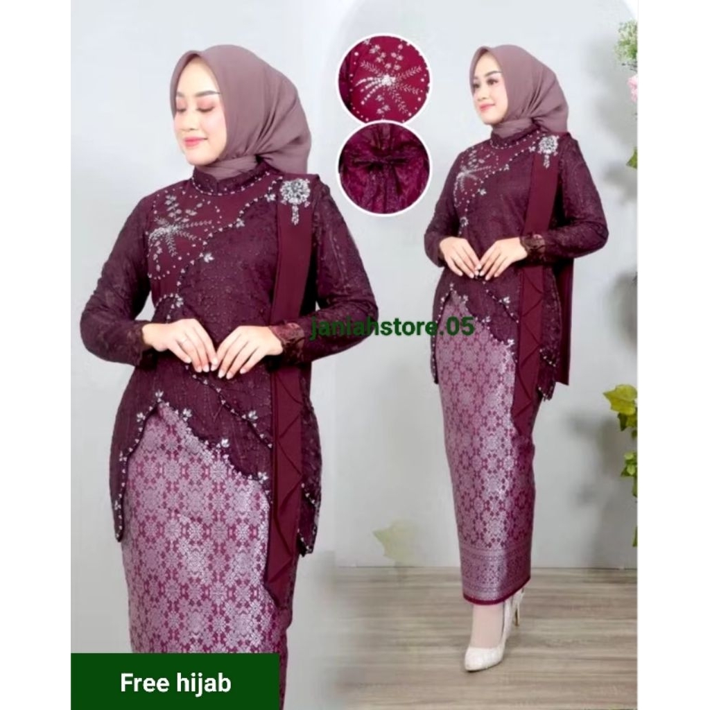 kebaya kiyubi/ kebaya melati/ kebaya wisuda / kebaya selendang/ kebaya tille payet/stelan kebaya son