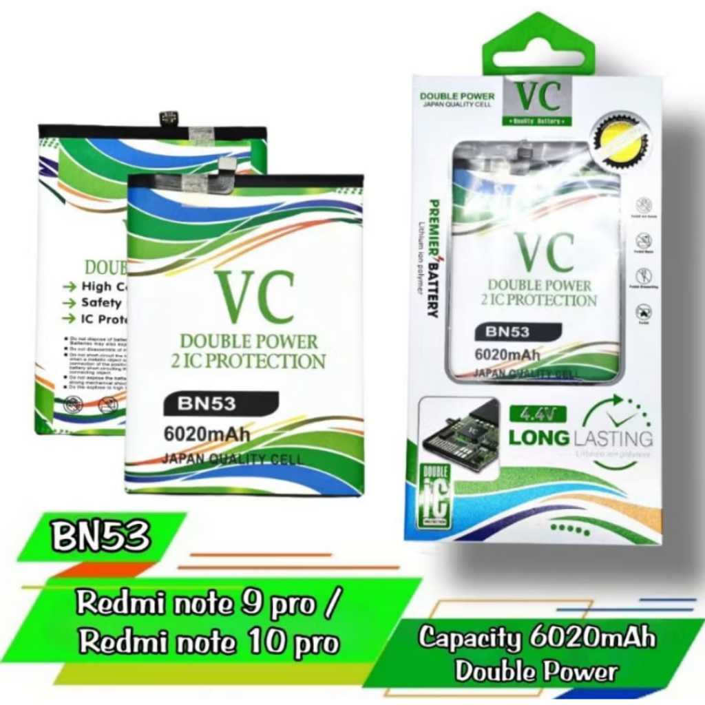 DOUBLE IC - BATU BATRE BATERAI REDMI NOTE 9 / NOTE 9 PRO BN53 DOUBLE IC LONG POWER BATERY