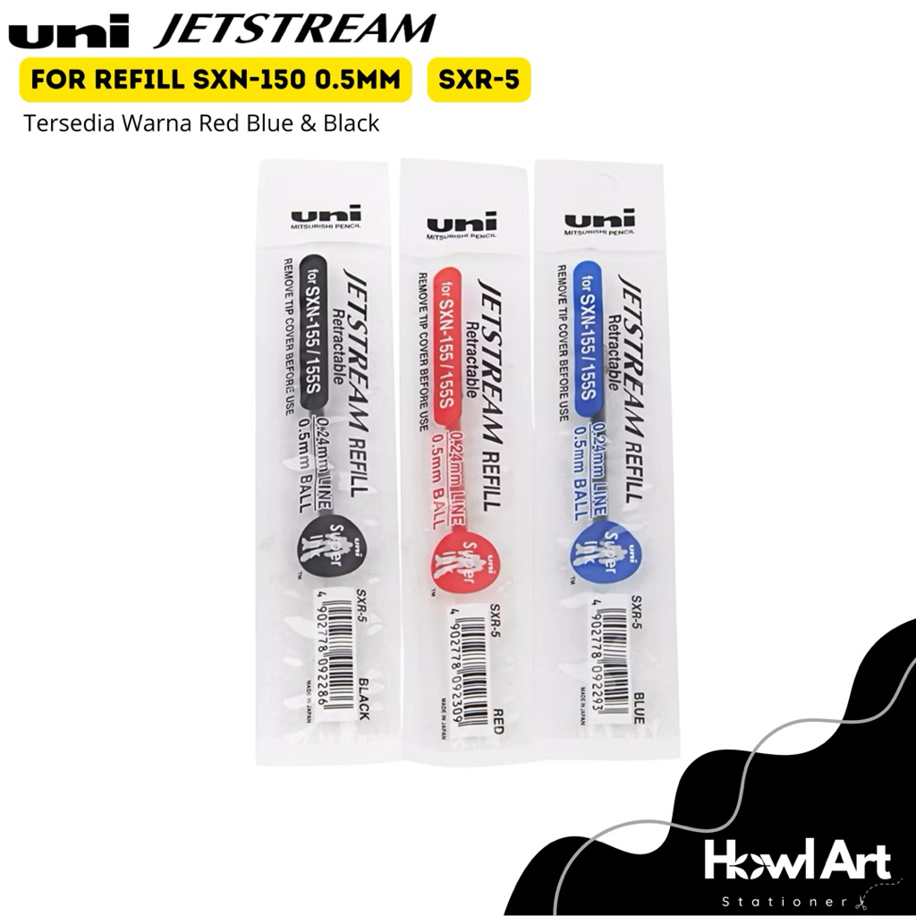 

Uni Jetstream Refill 0.5mm SXR-5 Untuk Refill Pulpen Jetsream SXN-150-05 Black blue red