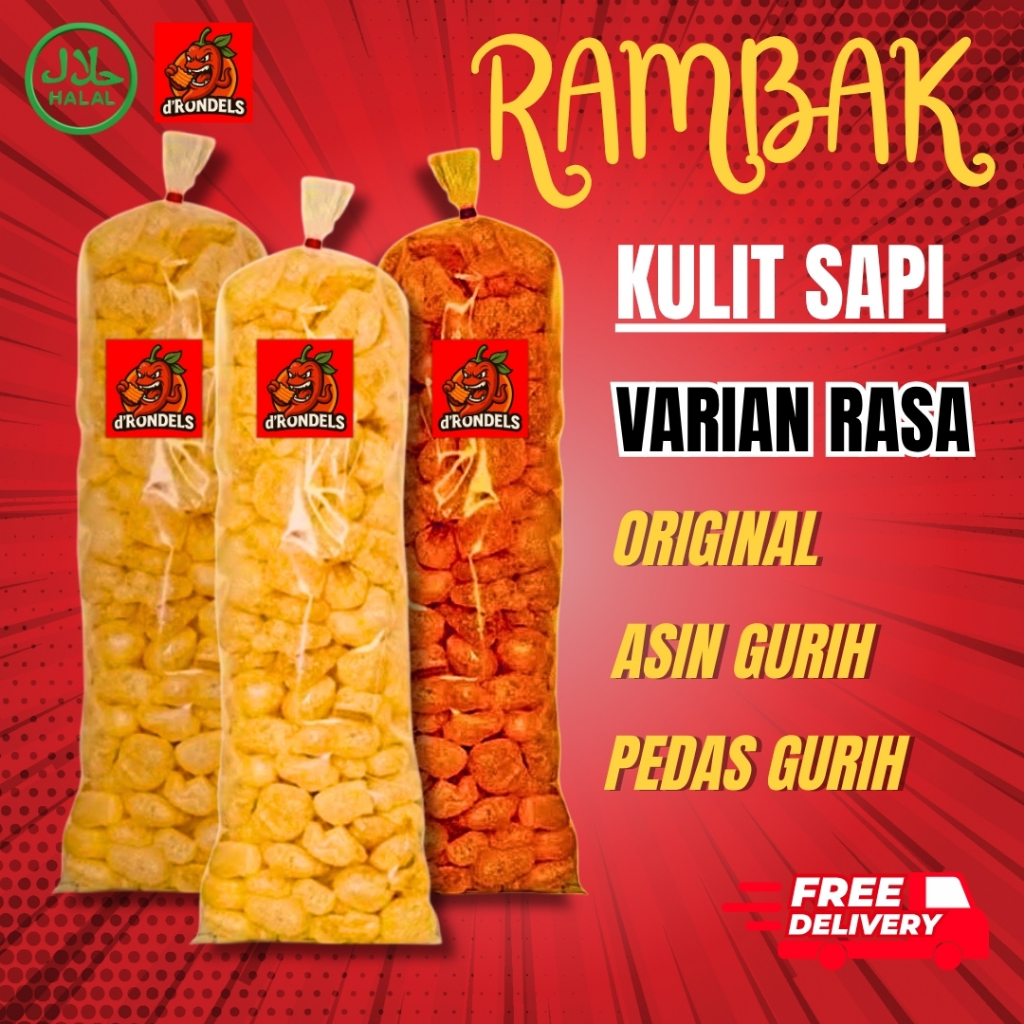 

Kerupuk Kulit Sapi Rambak Sapi Dorokdok Super Renyah 1 Bal 200gr