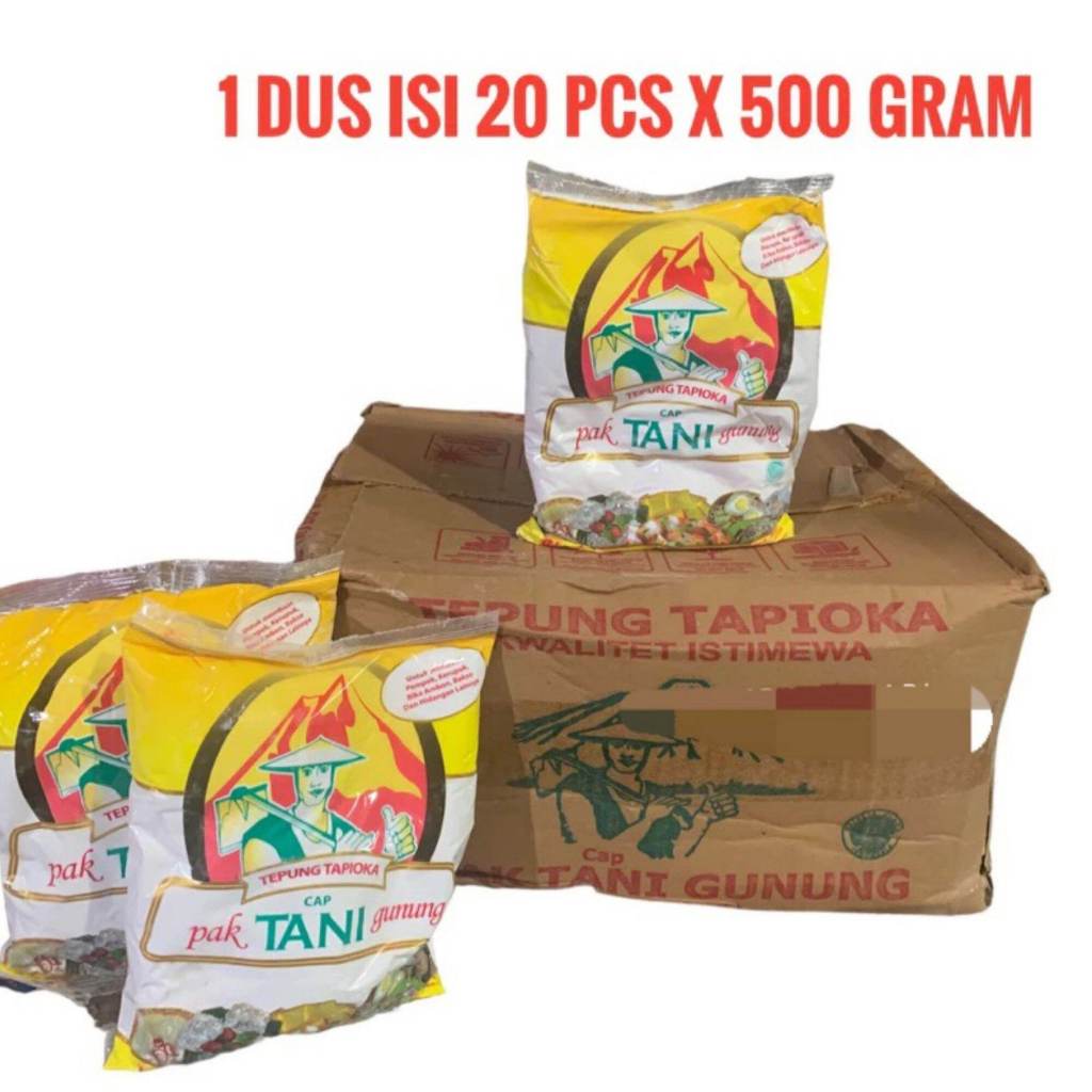 

Tepung Sagu Kanji Tapioka Cap Pak Tani Gunung 500G 1 Dus Isi 20 Pcs
