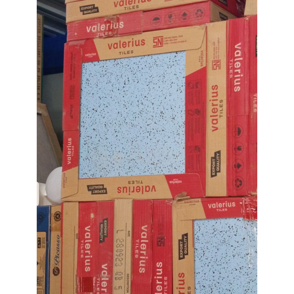 keramik lantai teras terazzo 40x40  Oyama ocean biru muda matt by valerius