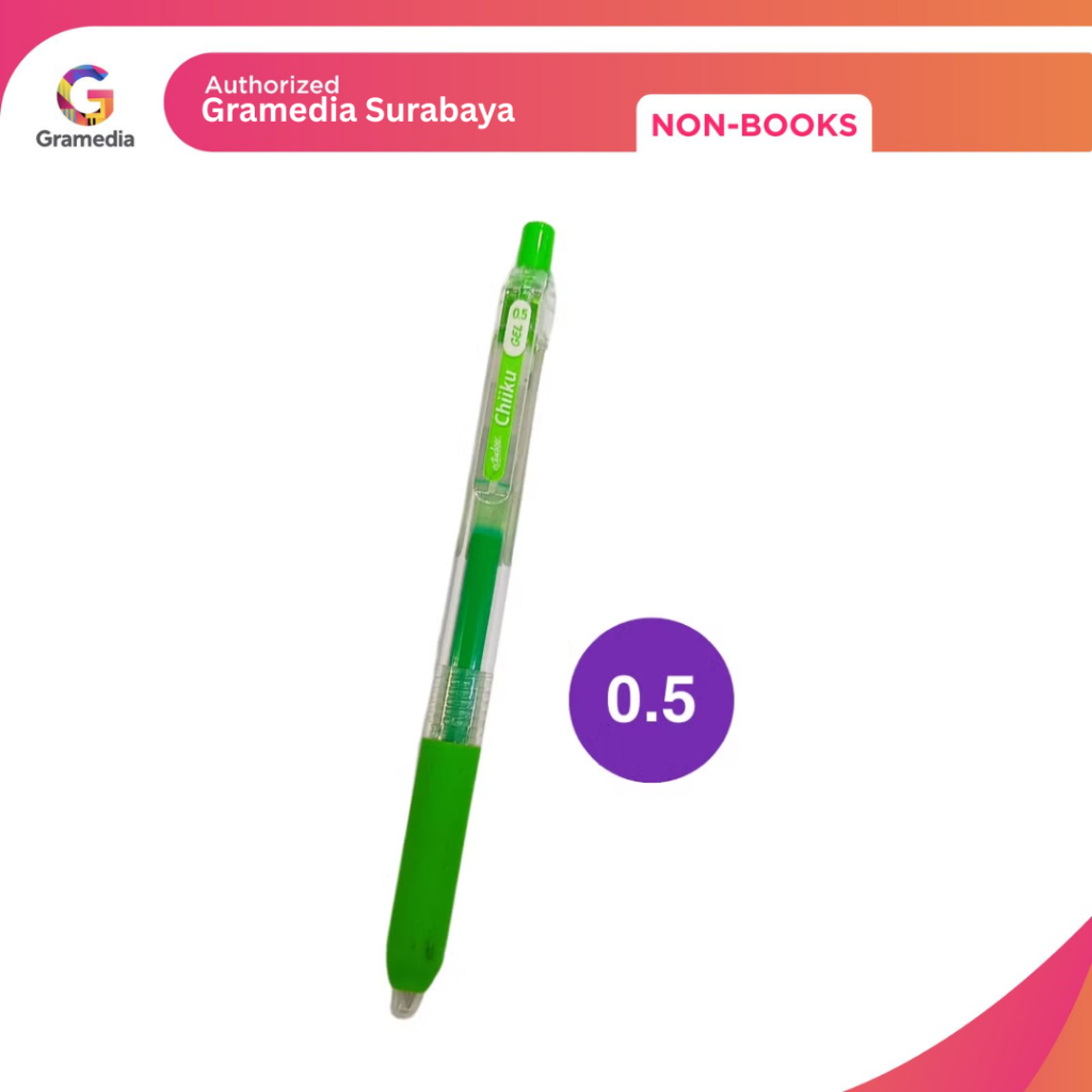 

Gramedia Surabaya NB - Gelpen Studee Chiiku 0.5mm Fluo Green