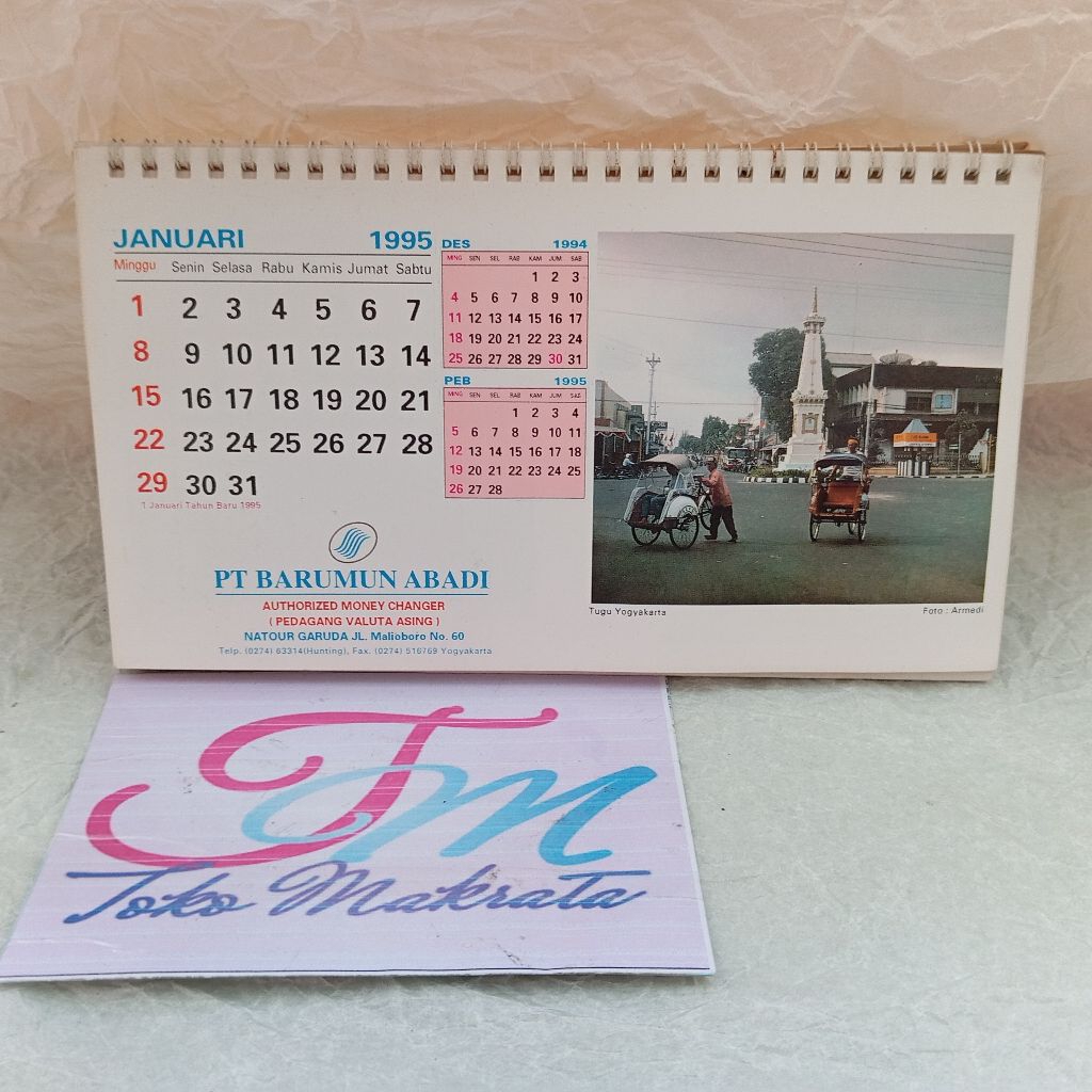 

kalender tanggalan meja tahun 1995