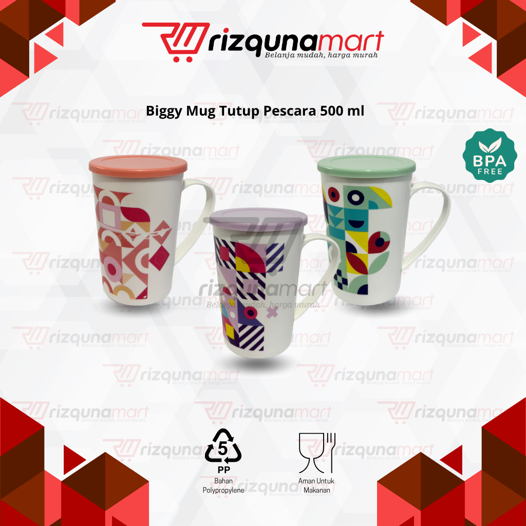Biggy Gelas Tutup Pescara 500ml / Cangkir Plastik / Mug Tutup Souvenir Ulang Tahun